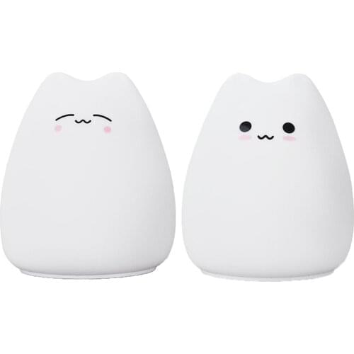 Cute Cat Shaped Night Light with Touch Sensor Color Changing, Portable Silicone Night Light for Boys Girls Kids Infant