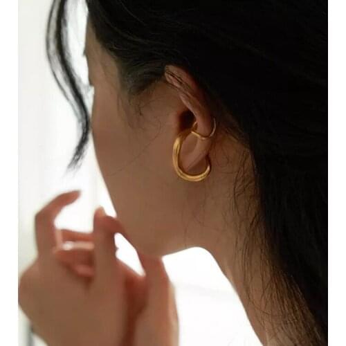2021 New Trend French Simple Design Ear Clip For Women Girls Fashion Retro Metal 2PCS/SET Earclip No ear hole Jewelry Accessory