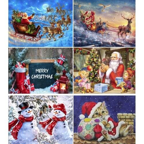 New Year 5D Diamond Painting Full Square Diamond Mosaic Handmade Winter Scenery Diamond Embroidery Christmas Decoration FG1572