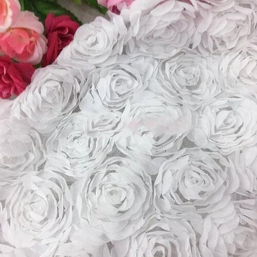 GLace 1M/lot 3D chiffon off white pink lace sewing fabric for women dress Knitted cloth decoration TX1344