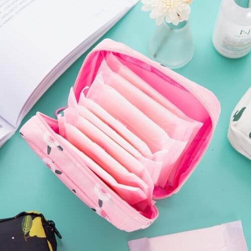 Portable Fabric Large Capacity Sanitary Towel Napkin Pad Tampon Purse Bag Organizer Pouch Girls Feminine Hygiene Pad Storage