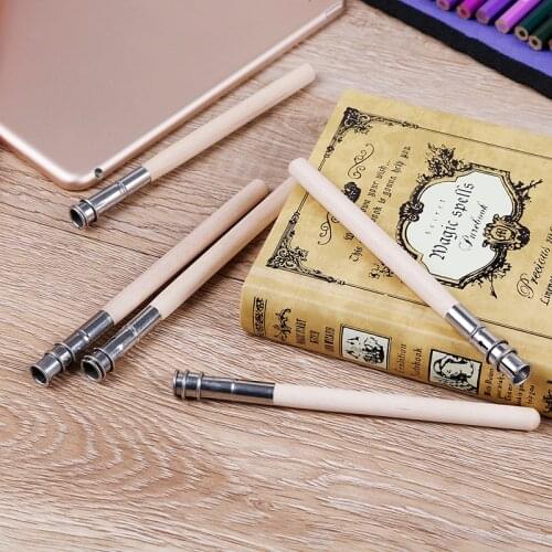 Hot 5Pcs Pencil Extender Adjustable Wooden Lengthener Holder Painting Drawing Tool 13cm