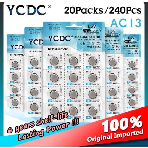 YCDC 2020 New 1.5V 240Pcs AG 13 AG13 LR44 LR 44 Button Coin Batteries 303 357 A76 D303 D357 D76A G13 G13A GP76 GPA76 GS14 L1154