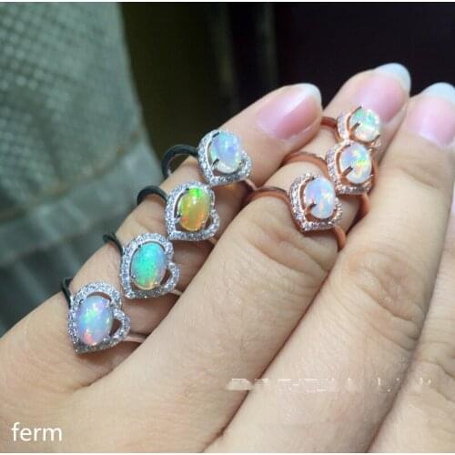 KJJEAXCMY fine jewelry 925 pure silver ring with natural opal set in the wholesale of new cheap full fire color
