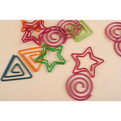10pcs Office Geometric Color Paper Clip Bookmark Geometric Shape Beautiful Color Hand Account Clip Rose