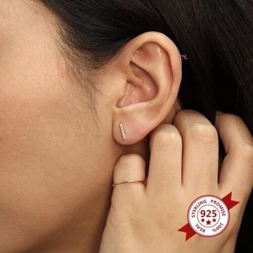 925 Sterling Silver Ear Needle Charm CZ Stud Earrings For Women Dainty Earrings Mothers Day/Valentines Day Jewelry Gift