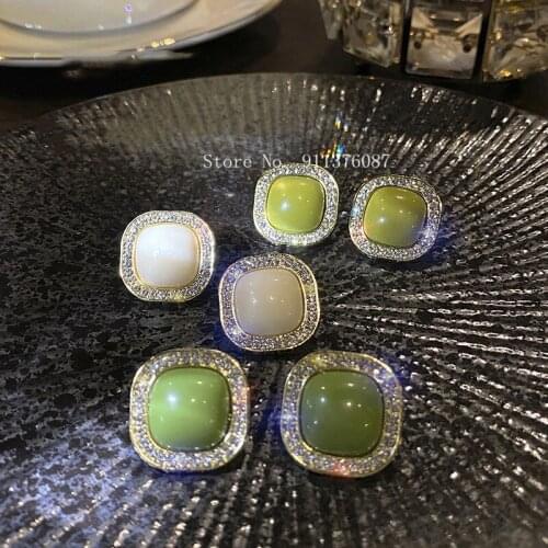 1Piece Stainless Steel Stud Earrings for Women Girls Classic Geometric Square earrings Simple Retro Style fashion temperament