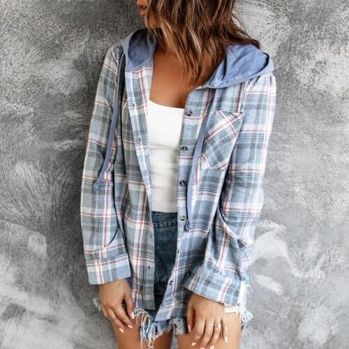 Women Long Sleeve Tops Plaid Hoodies Jacket Button Down Casual Blouse Shirts Tops Coat Warm Comfy High Quality Coat Casaco 2021