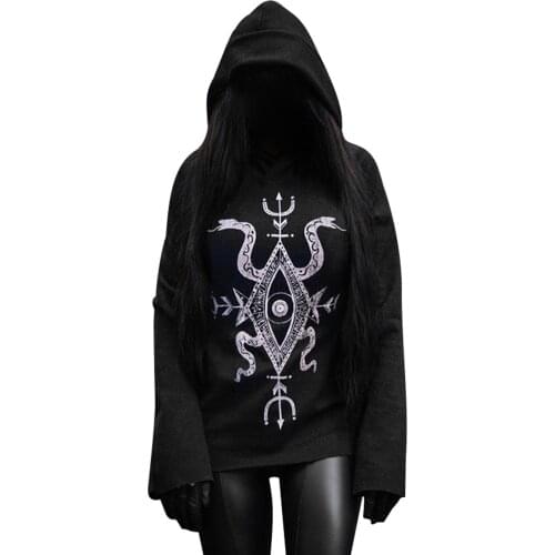 Women’s Rib Knit Hoodies, Casual Long Sleeve Graphic Print Slim Fit Hooded Top Pullovers