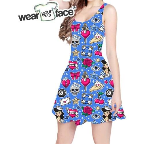Old School Seamless pattern 3D All Over Print Skater Dress Hipster Fashion Women Clothes Bodycon Sexy Dress Dropship Plus Size