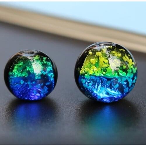 10pcs/Lot 8mm 10mm 12mm Lampwork Glass Beads Luminous Lampwork Beads Blue Green Color for jewelry Making DIY Accessoires