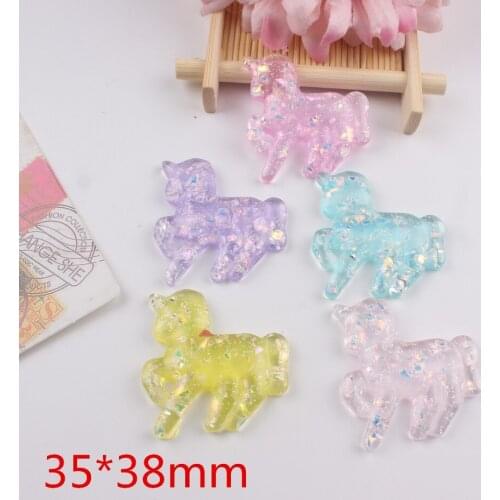 10pcs/lot kawaii resin cabochons accessories flat back resin horse with glitter