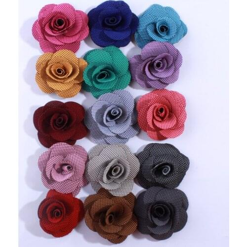 120PCS 5.5CM Fashion Rosette Rose Burlap Flowers For Dress Decoration Mini Hair Flower For Head Wear Hair Accessories