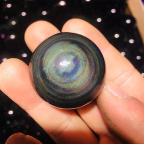 3-4cm Colorful Natural Rainbow Obsidian Crystal Ball Stone Gemstone Great for Meditation Home Decoration Chakra Reiki Stone1pc