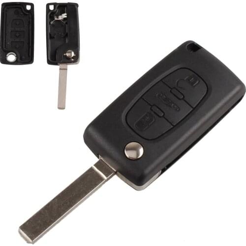3Button Flip Folding Car Remote Key Case Auto Key Shell Replacement With Uncut Blade Fit for Peugeot 107/207/307/407/308/407/607