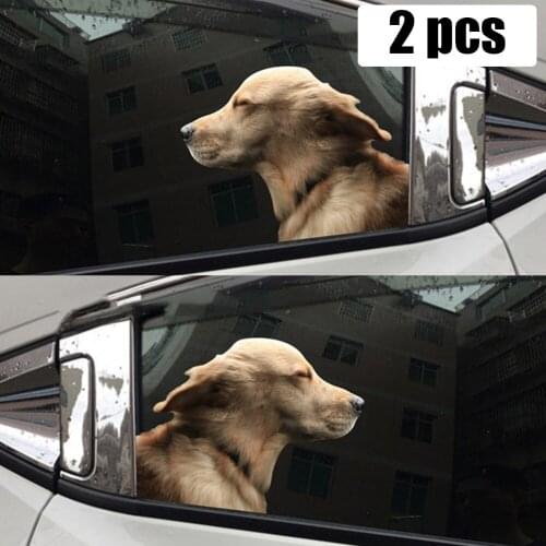 3D Transparent Sticker PVC Car Side Window Cling Tint Pets Dogs Animal Pattern Vinyl Film 2 Pieces