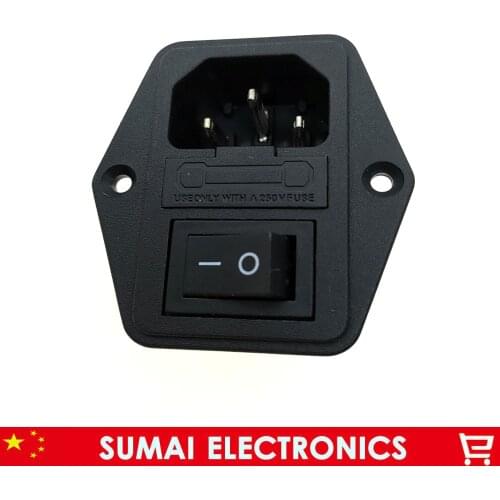 Promotion Black C14 Fuse Switch Inlet Male Power Supply Connector Plug, AC Switch 3Pin Inlet Module Plug+10A fuse
