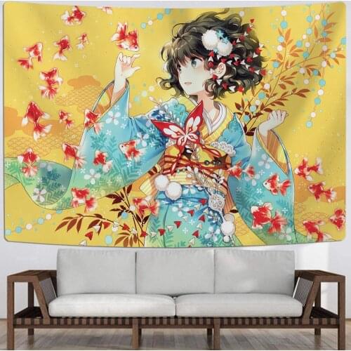 Anime Beauty Wall Tapestry 3D Print Wall Cloth Japan Cartoon Decor Wall Tapestry Picnic Blanket