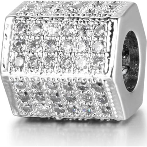 Zircon Beads Bracelet Metal Hexagon Space Beads Bracelet Brass Micro-set Zircon Charm Beads Personality To Send Friends