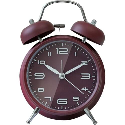 Alarm Clock Extra Loud Twin Bells Retro 4 Inch Silent, Decorative Bedside Table Desk Vintage Clocks For Sleepers