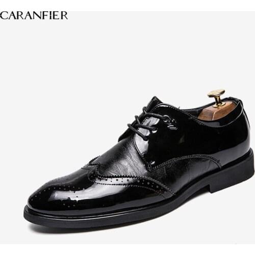CARANFIER New 2019 Fashion Men Shoes Genuine Leather Chaussure Homme Zapatos De Hombre Erkek Ayakkabi Men Dress Shoes