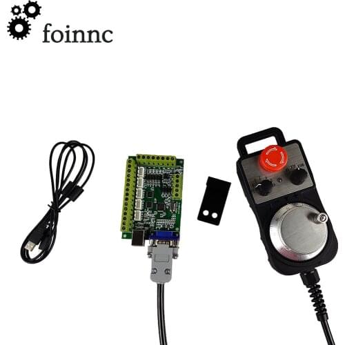 Cnc controller 100k 5-axis USB Mach3 motion control card cnc kit with 6-axis emergency stop electronic handwheel