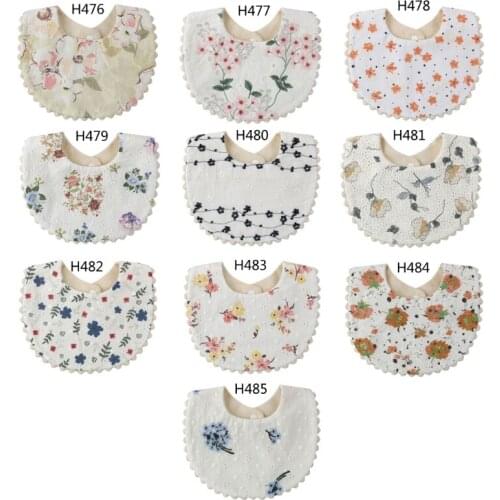 Baby Bib Girls Cute Princess Embroidery Floral Bibs Bandana Saliva Towel Newborn Cotton Feeding Decoration Flower Scarf Absorben