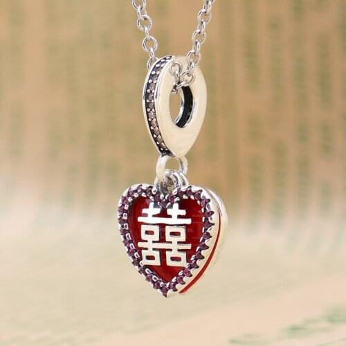 925 Silver Bracelet Necklace Pendant Chinese Style Double Happiness Love Pendant Diy Bracelet Jewelry