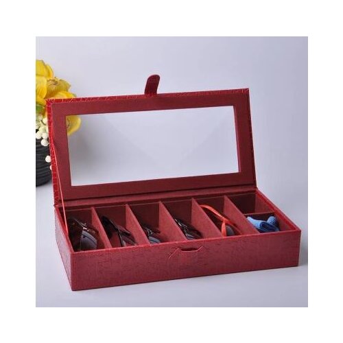 Fashion wooden stucture PU leather 7-grid glasses, sunglasses storage box and packaging jewelry holder for sunglass YJ008
