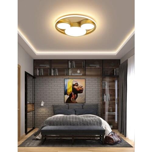 Disney Cartoon Mickey Bedroom Lamp Light Luxury Style Childrens Lamp Boy Girl Animal Golden Remote Control Room Lamp