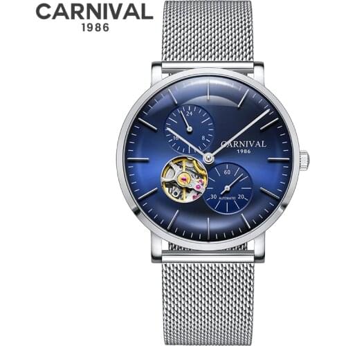 CARNIVAL Hollow Mechanical Watches Men Waterproof Automatic Watches Top Brand Luxury Wristwatches orologi uomo automatico