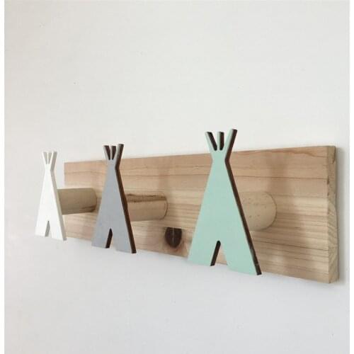 Cute Wall Wooden Tent Hook Clothes Hat Key Holder Hooks Crochet Geometric Organizer Hanger Decor Home Hotel Dorm Room Home Decor