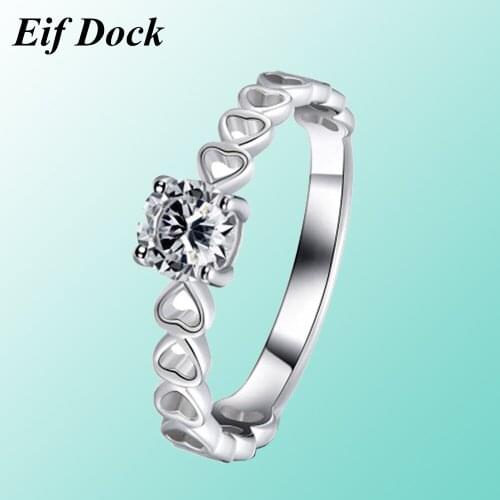 Eif Dock Trendy Luxury Wedding Heart Rings for Women Band Jewelry Cubic Zircon Stone Engagement Ring Anillos Bijoux Bague Femme