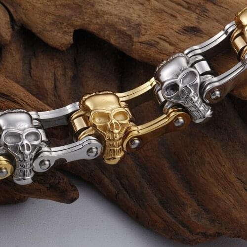 Skeleton Headwear Solemaking Cast Stainless Steel Accessories Mens Black Individual Bicycle Chain Bracelet