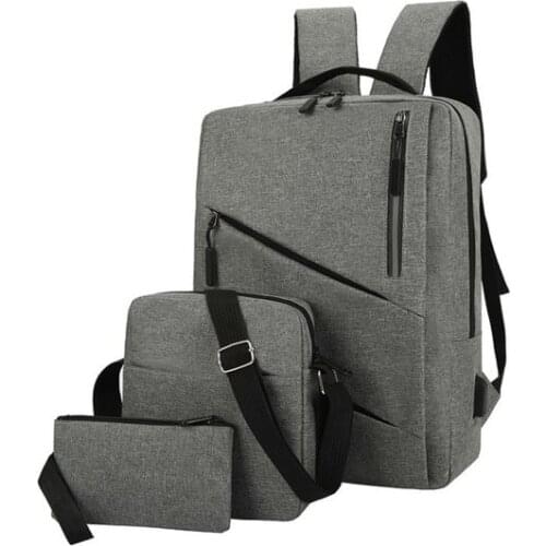 Casual mens personality splicing backpack three piece outdoor travel computer backpack mens bag