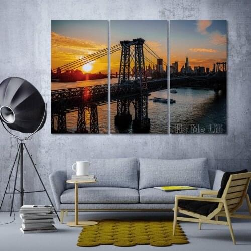 Canvas Set Of New York City Williamsburg Bridge Modern Wall Decor