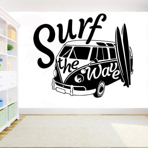 Surf Wall Decal Surfing Sticker Home Interior Decoration Bedroom Wall Art Mural Bathroom Wall Decor Removable Sticker Y190