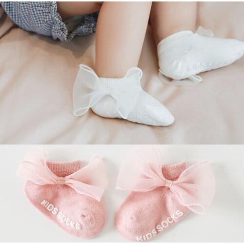 Summer autumn new cute bow non-slip baby socks girls Newborn socks 0-1-3 year old baby girl soft cotton socks