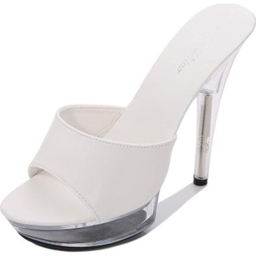 Patent leather 13cm-15cm special high heels stiletto heel sexy waterproof platform super high slippers for women in summer