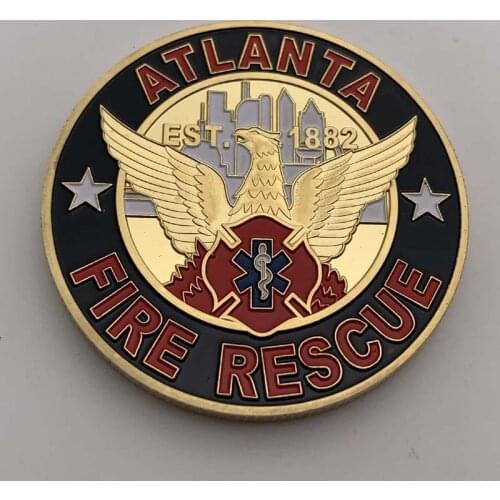 United States Atlanta Fire Rescue Commemorative Coin Saint Florian Firefighter Patron Saint Collectible Coin Lucky Coin