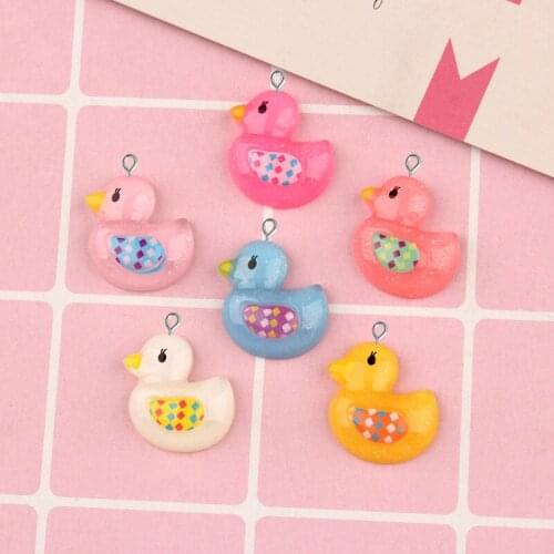 10pcs 20x18mm Resin color duck duckling charms flatback cabochon pendant jewelry making Diy Hair Ornaments Hanging Material