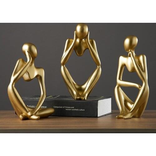 Resin home decoration office decor accessories for living room study figures funiture salon Abstract ornaments thinker statue