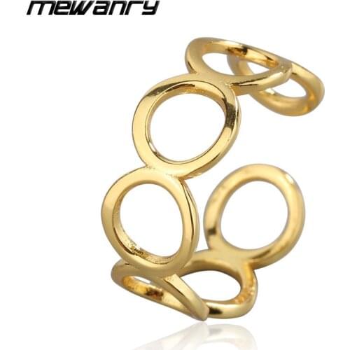 Mewanry 925 Sterling Silver Plated Volley Circle Rings for Women Simple Design Unique Popular Party Jewelry Birthday Gifts