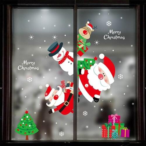 Merry Christmas Window Stickers Christmas Decorations For Home Navidad Ornaments Cristmas Wall Decals Gifts Happy New Year 2021