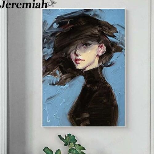 Sexy Woman Canvas Painting Abstract Blue Background Poster Wall Background Art Nordic Room Home Decoration