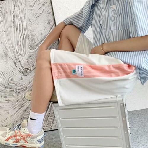 Striped shorts summer loose straight high street trend port fashion brand casual fashion sports beach five-point pants