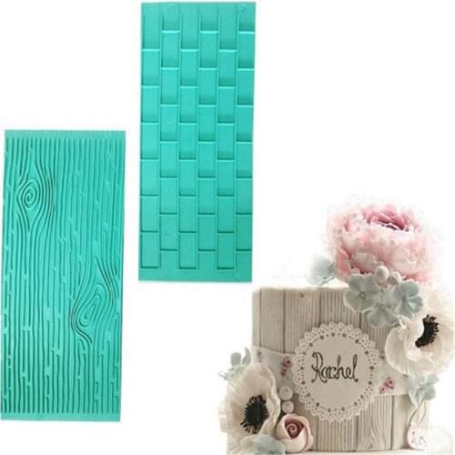 2Pcs/Pack Texture Silicone Mold Of Tree Bark + Brick Wall Silicone Mat Fondant Cake Decorating Tool Bakeware Kitchen Baking Tool