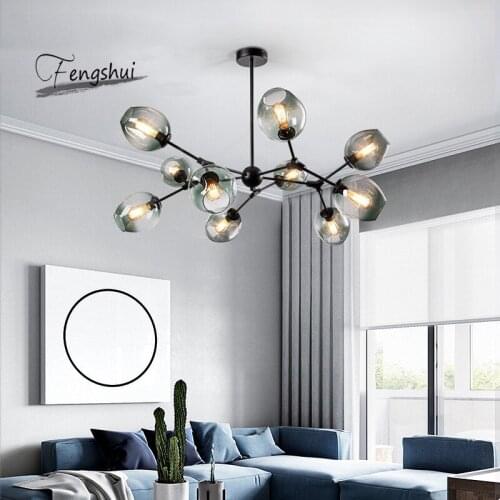 Nordic Glass LED Chandeliers LOFT Hanging Lamps for Living Room Bedroom Chandelier Lighting Ball Kitchen Bar Fixtures Luminaire