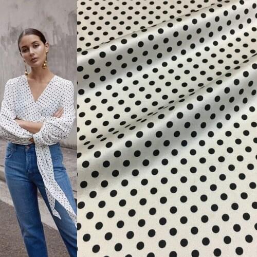 5-color polka dot stretch silk fabric twill printed sewing fabric for dress