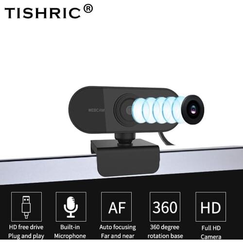 TISHRIC Webcam 1080P Web Camera For PC Webcam Autofocus Web Camera With Microphone Webcam Full HD 1080P Web Camera For Computer